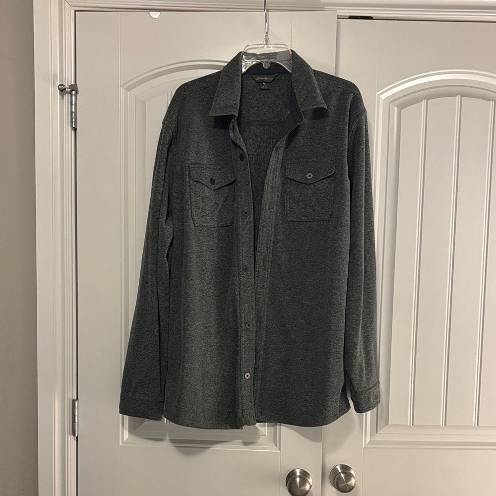 Men's Eddie Bauer TXL Gray Button-Up Shirt Jacket